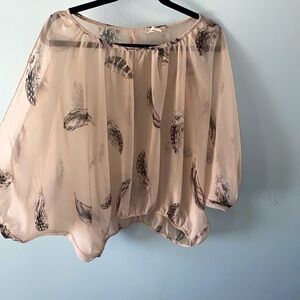 Feather Design Sheer Top. Size M